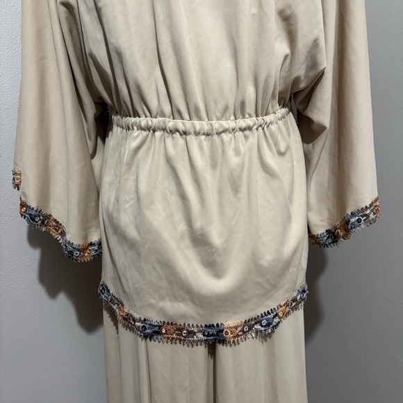 Vtg 70s 2pc Maxi Dress & Kimono Cardigan Set Embroidery Boho Size Medium - Picture 7 of 16